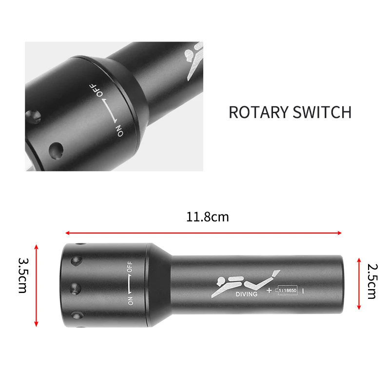 New T6 LED Diving Torch Long-R - Underwater Flashlight 评论和价格