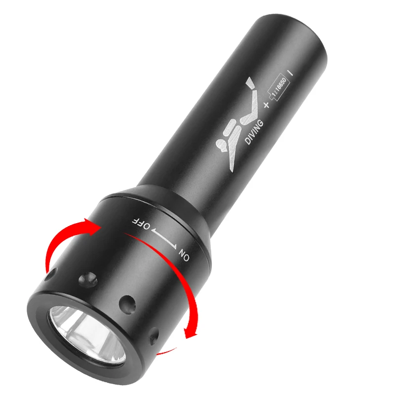 New T6 LED Diving Torch Long-R - Underwater Flashlight 评论和价格